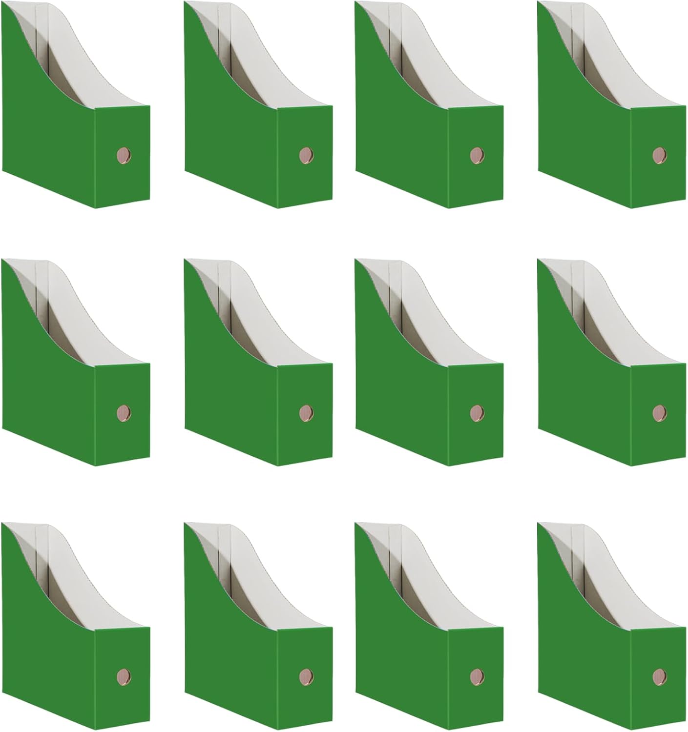 Limitliho 12 Pack Green Cardboard Magazine File Holder for Desk or Shelves